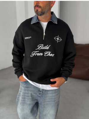 Sweater Col Zippé en jean