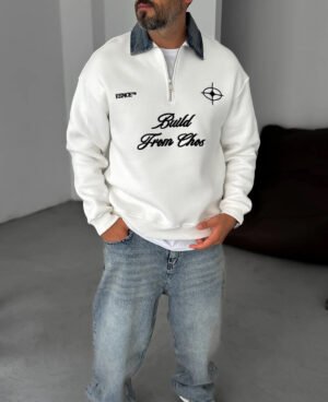 Sweater Col Zippé en jean